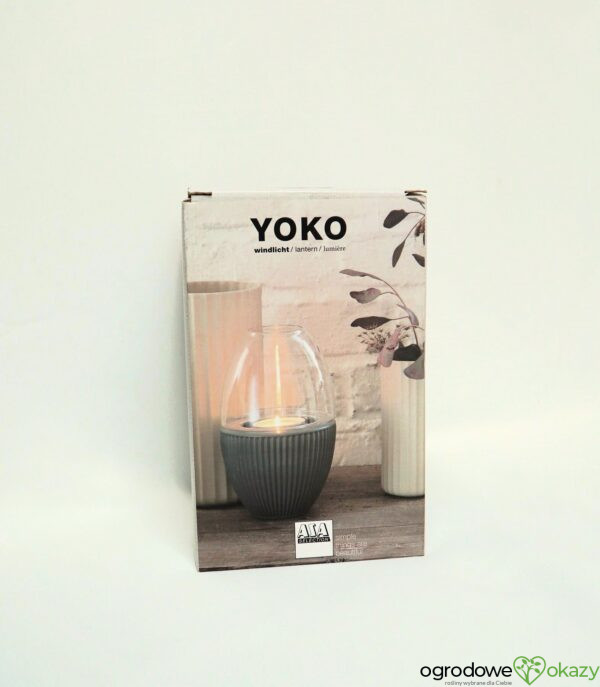 ŚWIECZNIK LAMPION 'YOKO' ASA SELECTION NOWY W ORYGINALNYM OPAKOWANIU WYKONANY Z SZAREJ BISKWITOWEJ PORCELANY NA DOLE I U GÓRY SZKLANEJ KOPUŁY W MINIMALISTYCZNYM STYLU NA T-LIGHTY