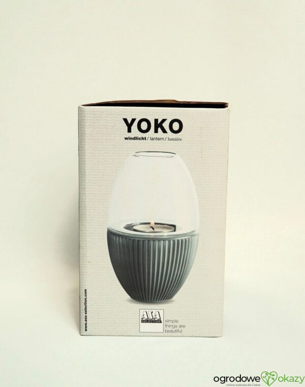 ŚWIECZNIK LAMPION 'YOKO' ASA SELECTION NOWY W ORYGINALNYM OPAKOWANIU WYKONANY Z SZAREJ BISKWITOWEJ PORCELANY NA DOLE I U GÓRY SZKLANEJ KOPUŁY W MINIMALISTYCZNYM STYLU NA T-LIGHTY